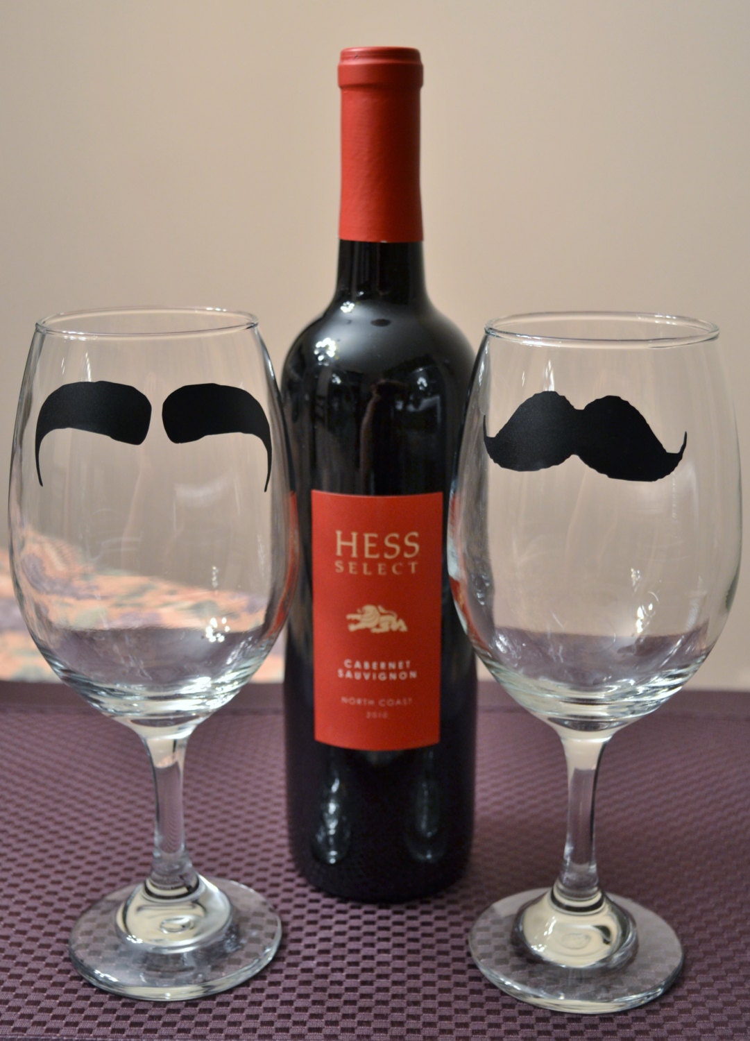 Mustache Wine Glass Set