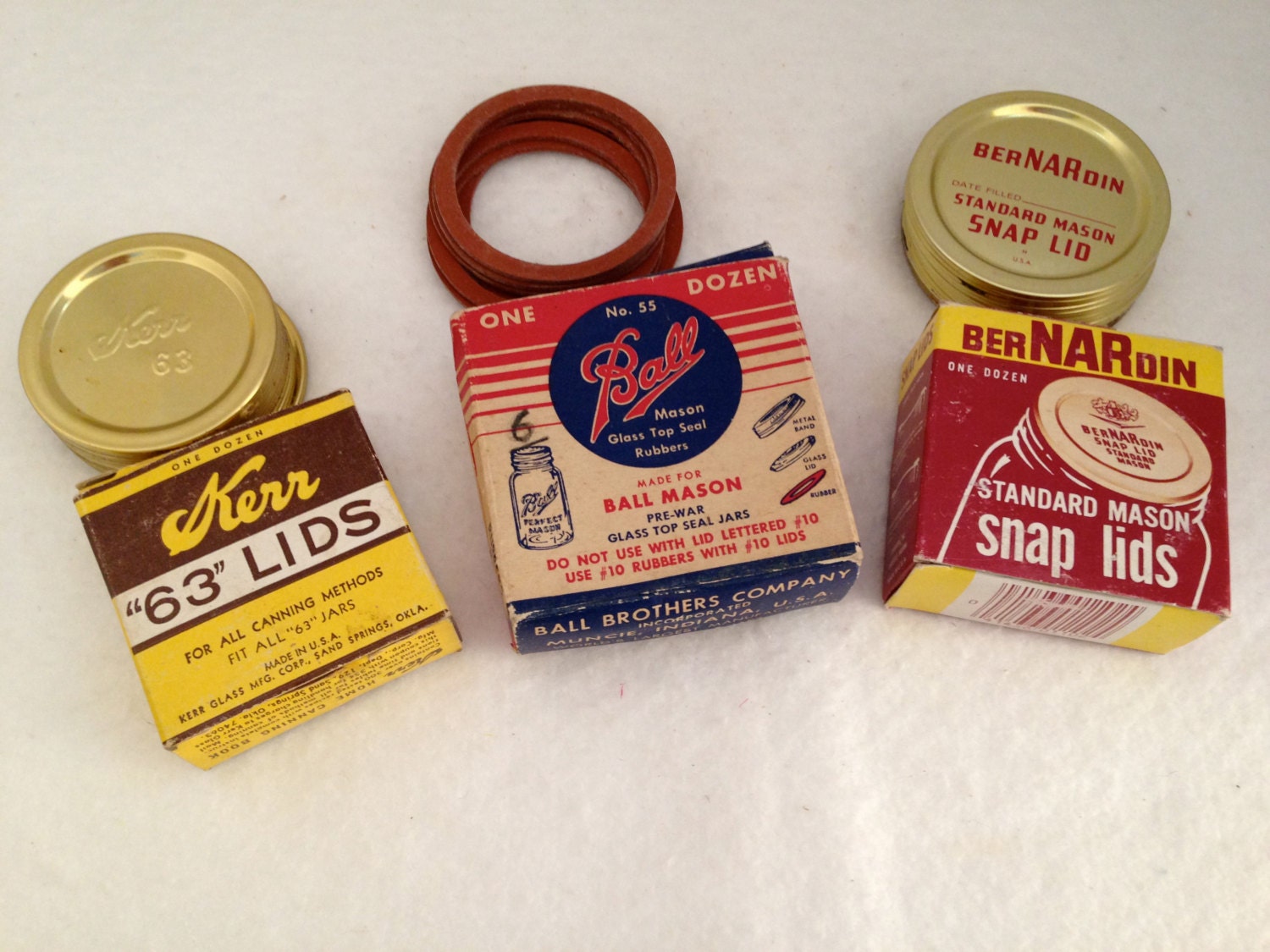 Lot of Vintage Canning Jar Lids and Rubber Seals