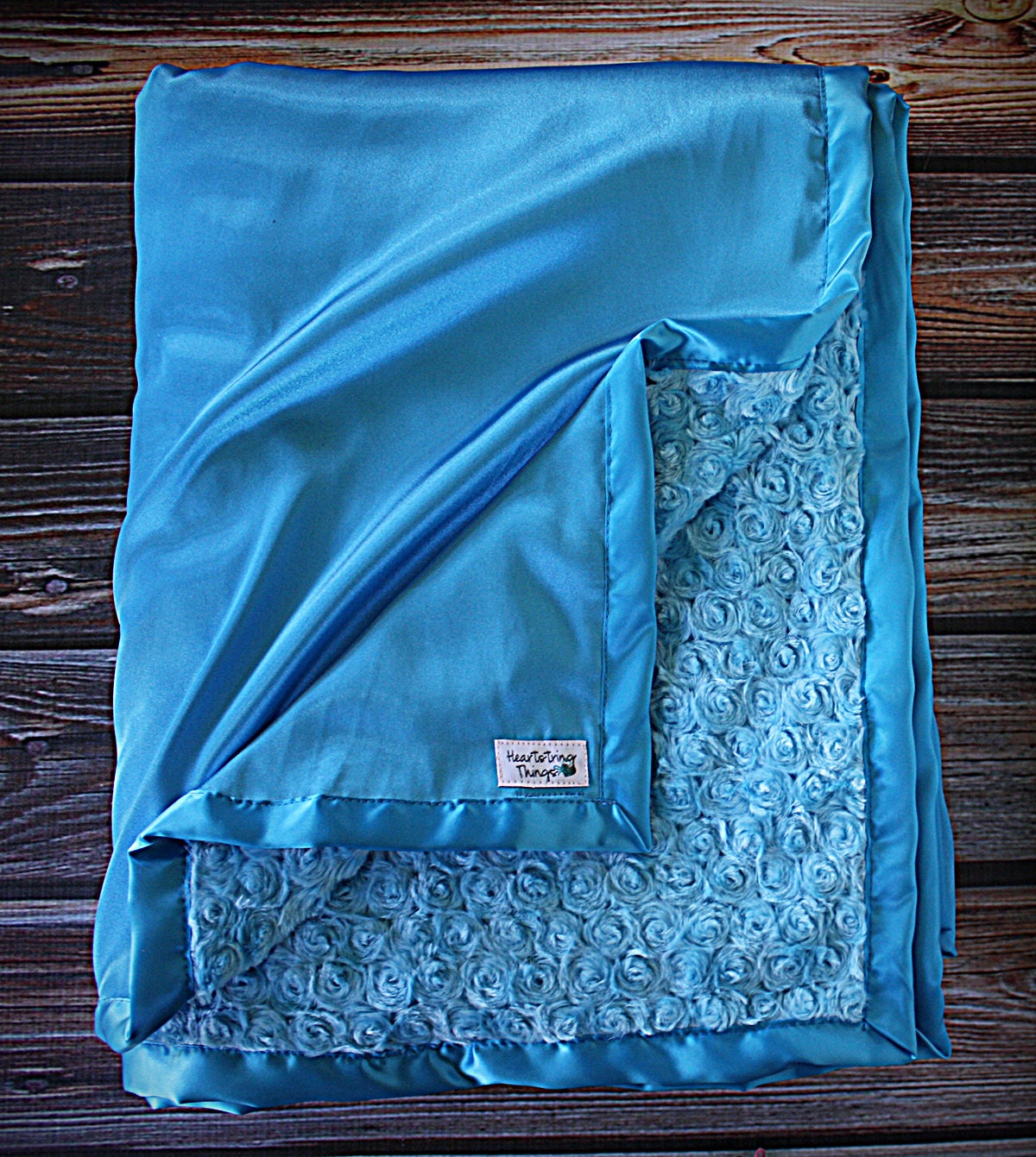 Minky Blanket Turquoise blanket blue blanket satin and