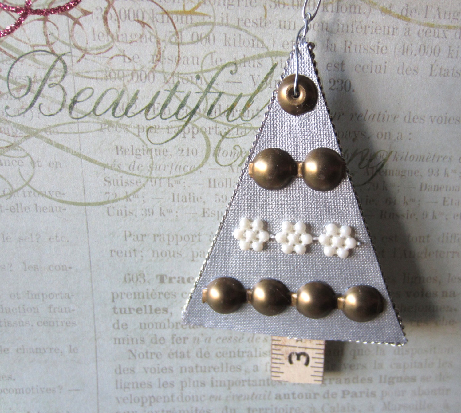 Handmade Christmas Ornament, Silver & Gold Tree