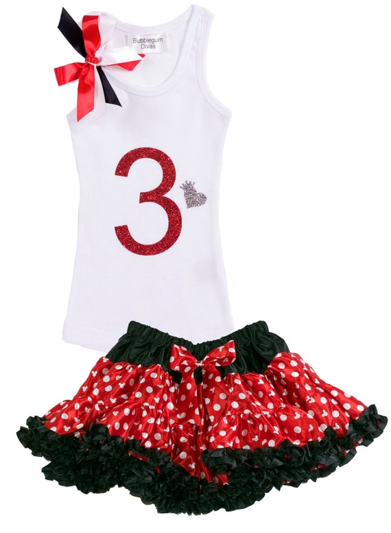 Girls 3rd Birthday Outfit Red and Black Polka by BubbleGumDivas