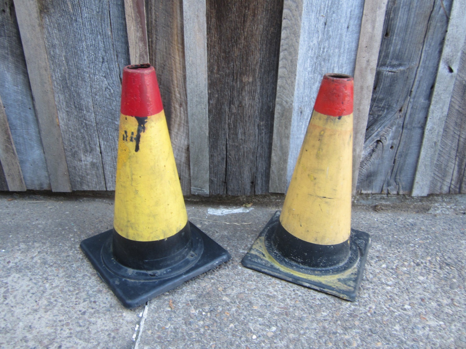 Set of 2 Vintage Traffic Cones Rubber 1940s Era Safety Cones