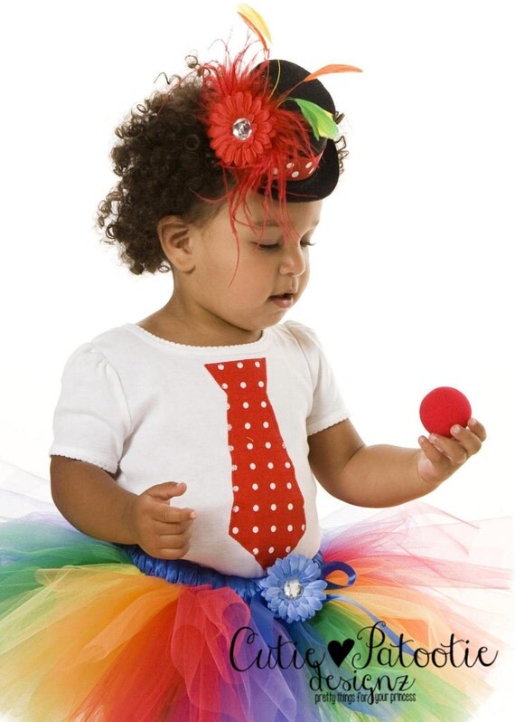 READY TO SHIP: Cutie Patootie Clown Tie T-Shirt - Red & White - Halloween or Birthday Costume - 24 Month - Cutie Patootie Designz Il_570xn