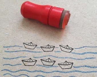 Mini Paper Boat Rubber Stamp