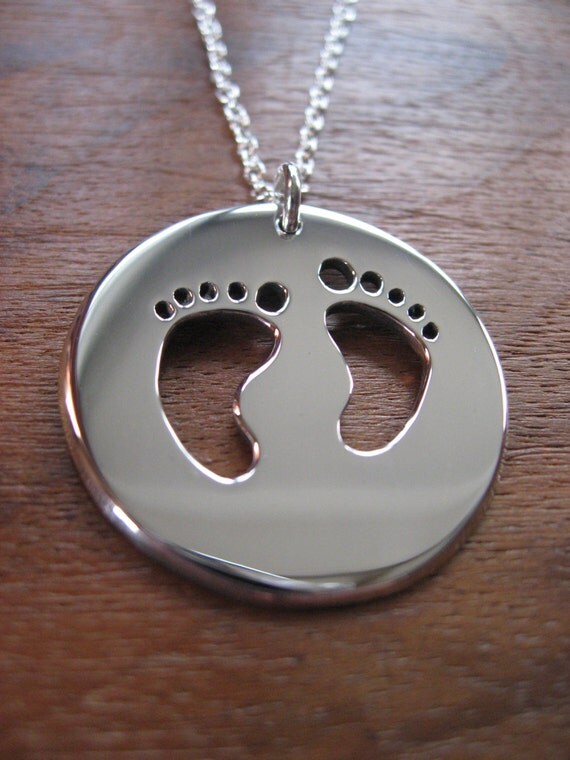 Silver Baby Feet Pendant Necklace