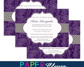 Elegant Bridal Shower Invitations, Purple & Gray - digital file, printable #209 Il_170x135