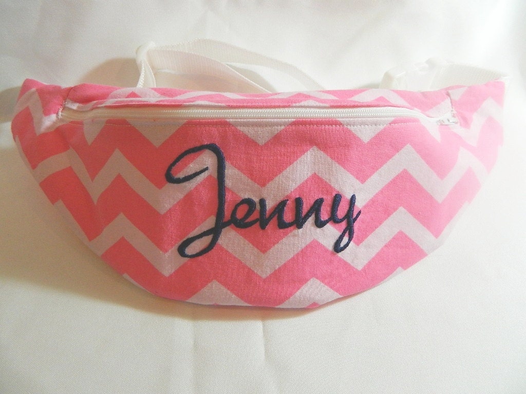 Pink Chevron Print Fanny Pack Hip Bag Women and Teen Girls
