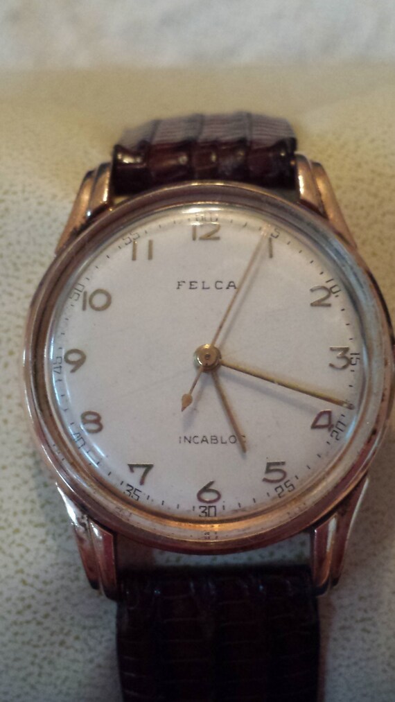 Vintage 14k Gold Felca Incabloc Mens Watch