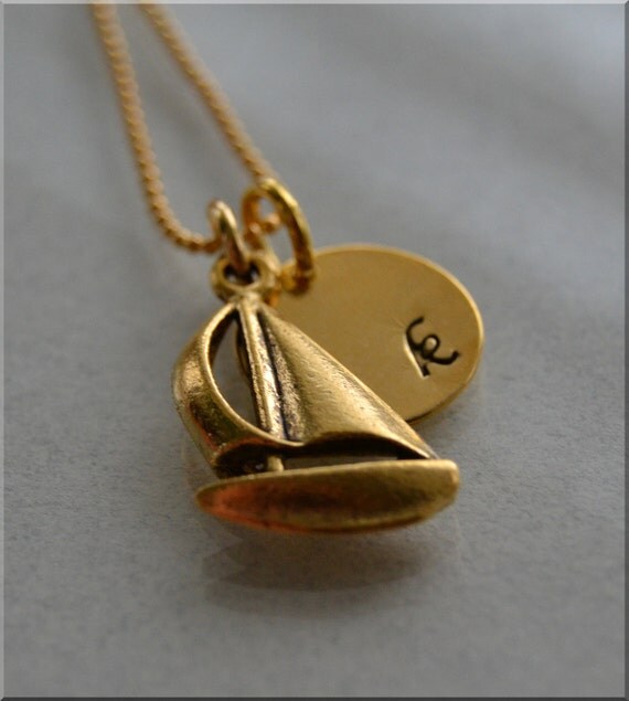 Items similar to Personalized Sail Boat Necklace, Boat Necklace