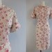 Vintage 1960s Dress / 60s Novelty Fruit Print Shirt Dress with Peter Pan Collar Beige Pink Raspberry