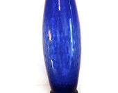 Cobalt Blue Vase, Vintage Art Glass, Tall Flower Vase, Centerpiece Vase, Mid Century Home, Sixties Decor, Mad Men Style, Sapphire Blue Vase