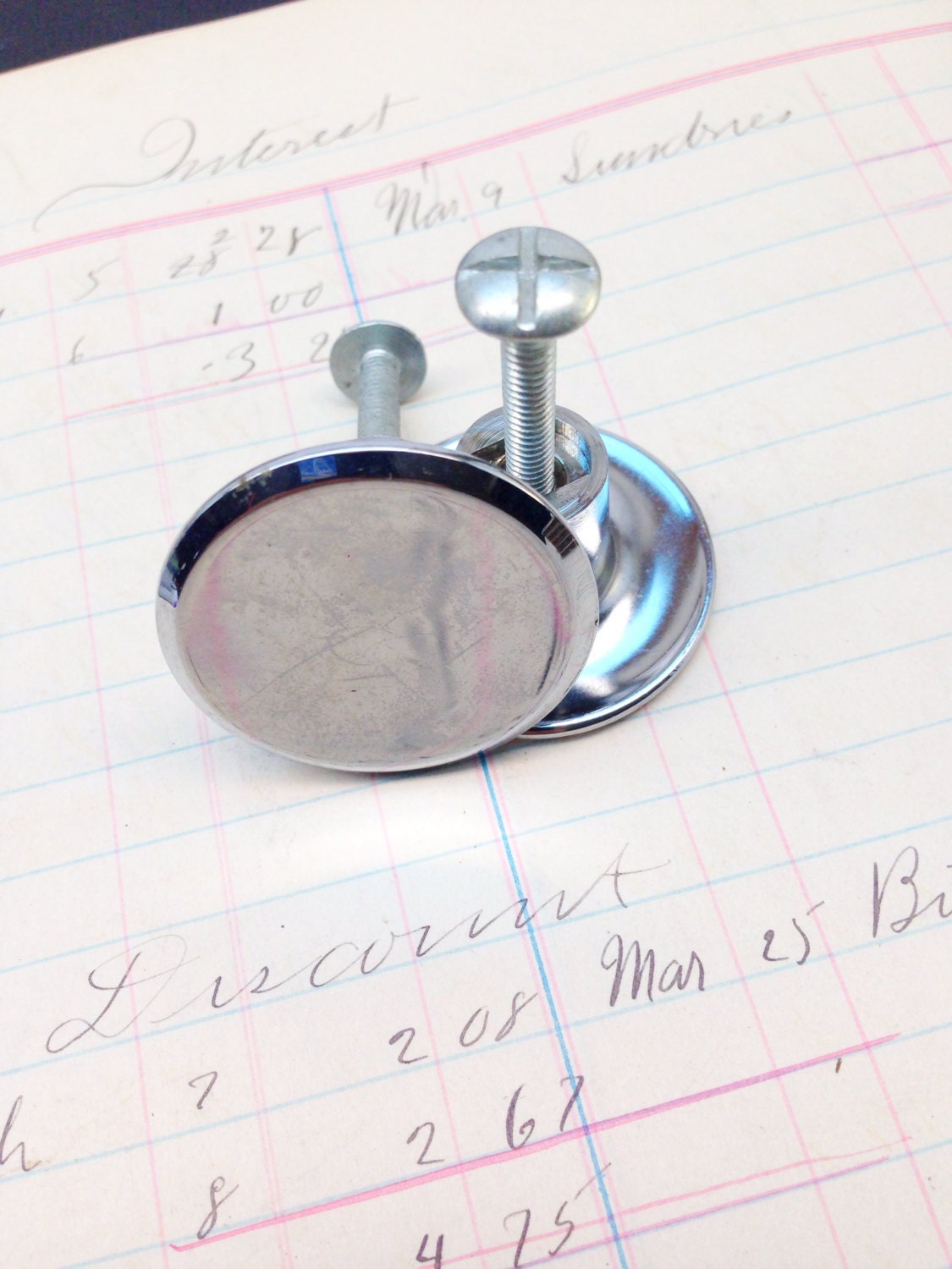 Vintage midcentury Chrome Cabinet Knobs or Drawer Pulls Neat mid