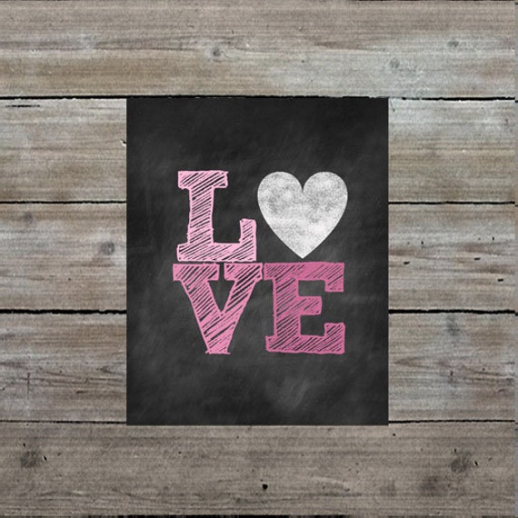 Valentine's Day LOVE print chalkboard art nursery art