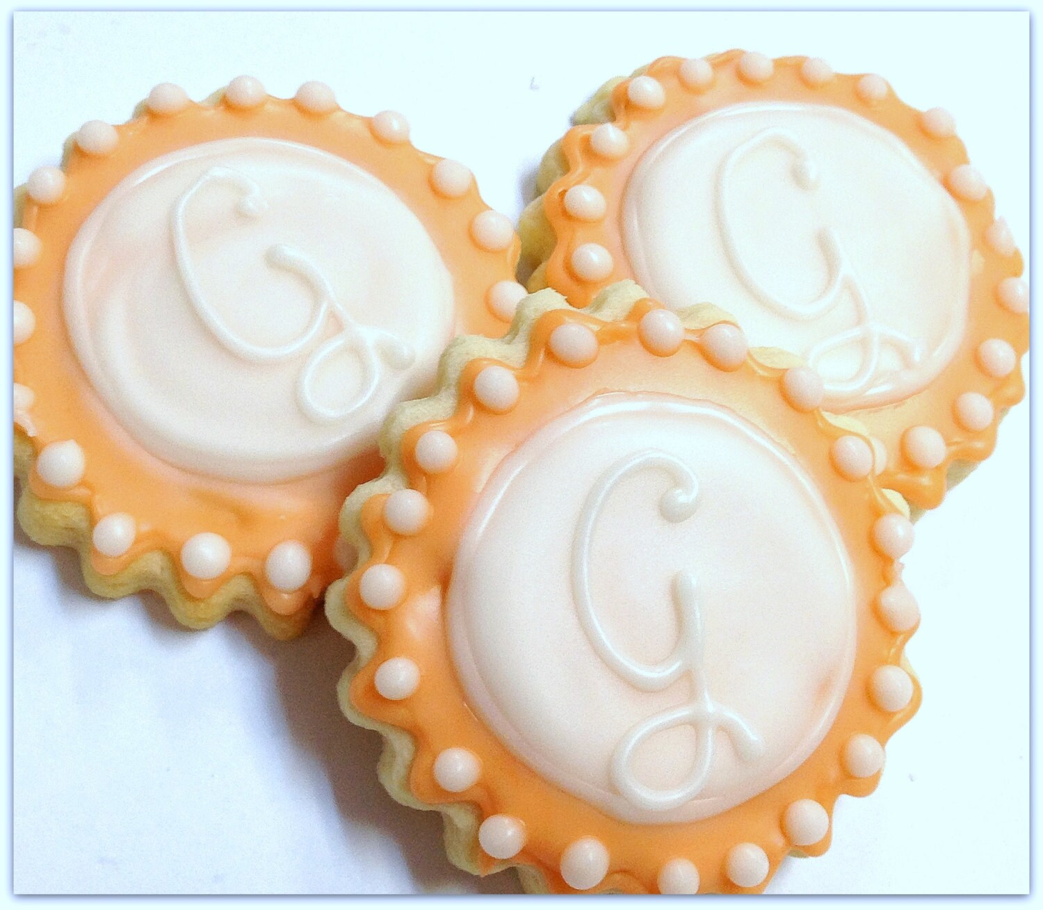Iced Sugar Cookies Iced Decorated Monogram by SugarMeDesserterie