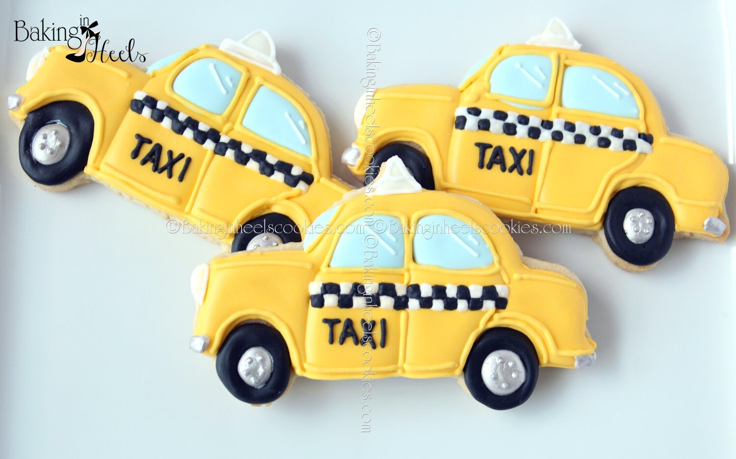 Taxi Cab Decorated Cookies NYC Cookies Checkered Cab The