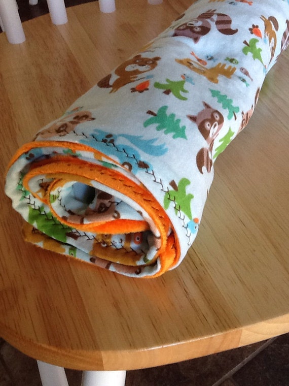 Items similar to Woodland Creature Tummy Time Blanket with Decorative