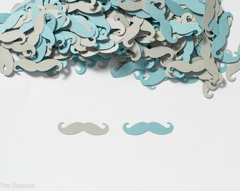 Little Man Baby Shower- Baby Boy Shower Decoration - Mustache Confetti - Blue Gray