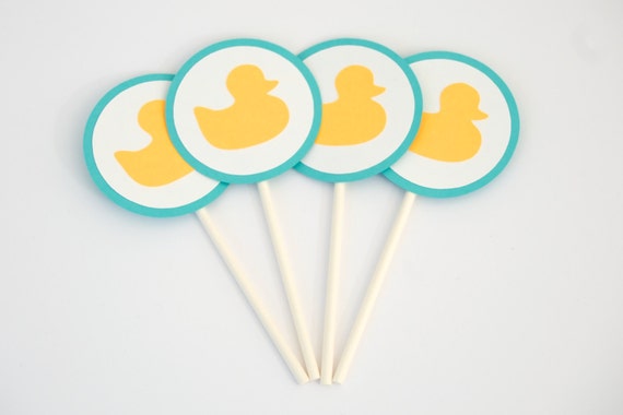 12 Rubber Duck Baby Shower Cupcake Toppers, Baby Shower Decorations, Rubber Duck Toppers Il_570xn