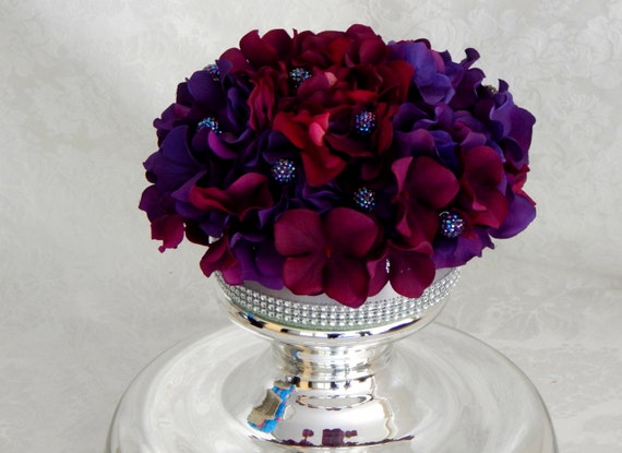 Wedding Cake Topper Purple Hydrangea Silk Flower Cake by ...