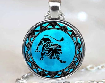 Leo Pendant , Leo Zodiac Pendant , Leo zodiac Necklace , silver (PD0318)