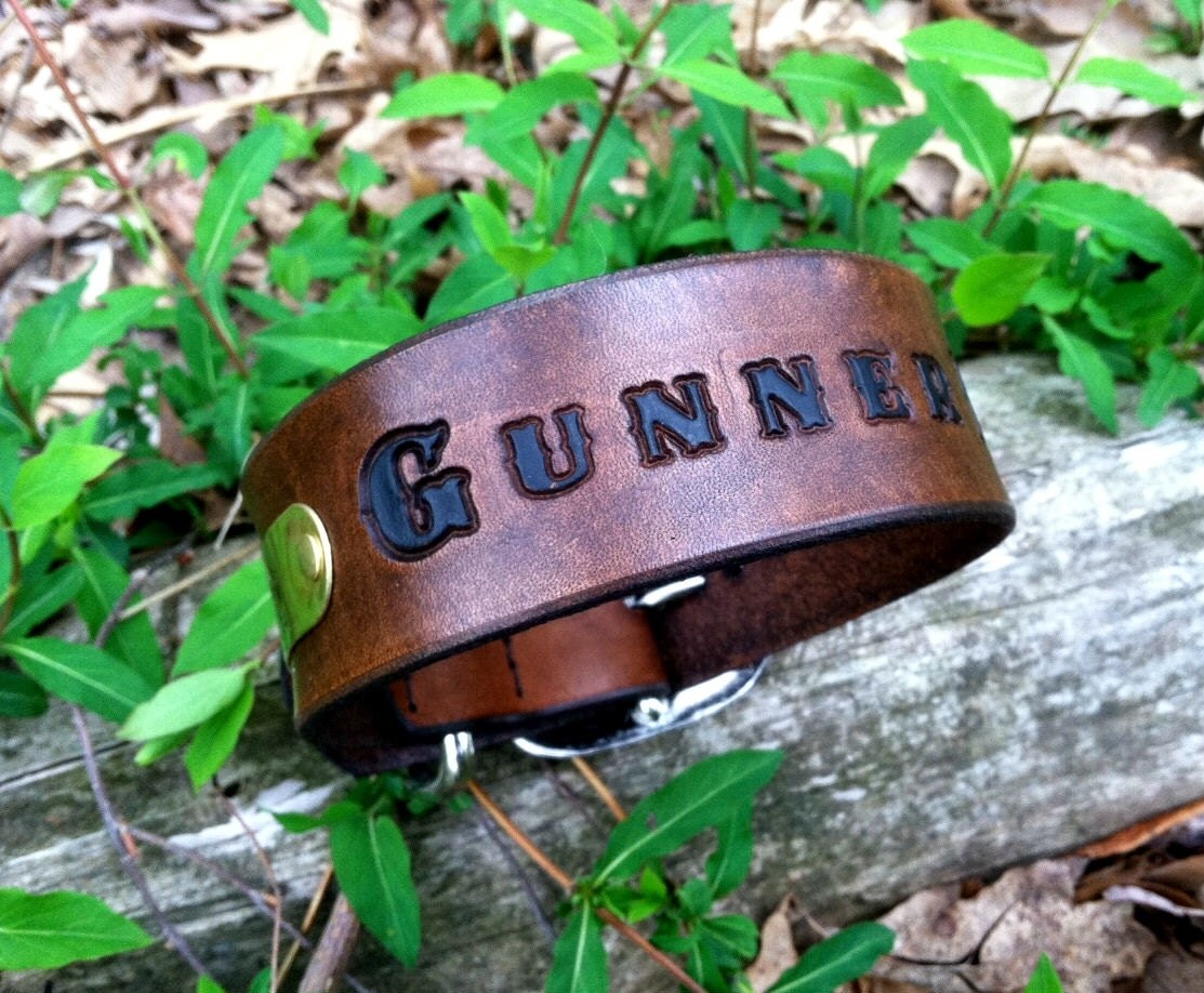 1 3/4 Wide Dog Collar Custom Stamped Handmade Leather