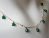Adjustable Necklace: Emerald Green Onyx 14K Gold Filled