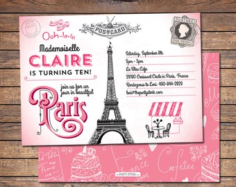 Paris Invitation, Paris Birthday Invitation, Paris Party Invitation, Paris Birthday Party Invitation, Printable