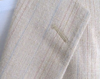 Vintage mens 70s suit jacket, blazer, sports jacket, sport coat, summer spring, beige blue stripe