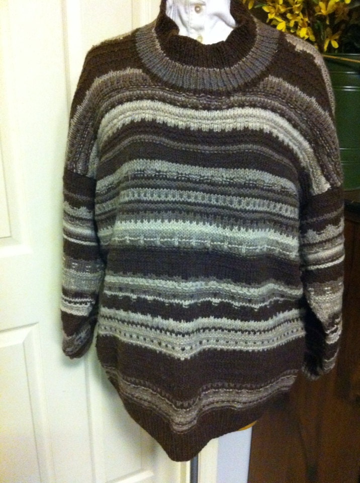 Hand Knit Sweater Mens fair isle XXL by lake88living on Etsy