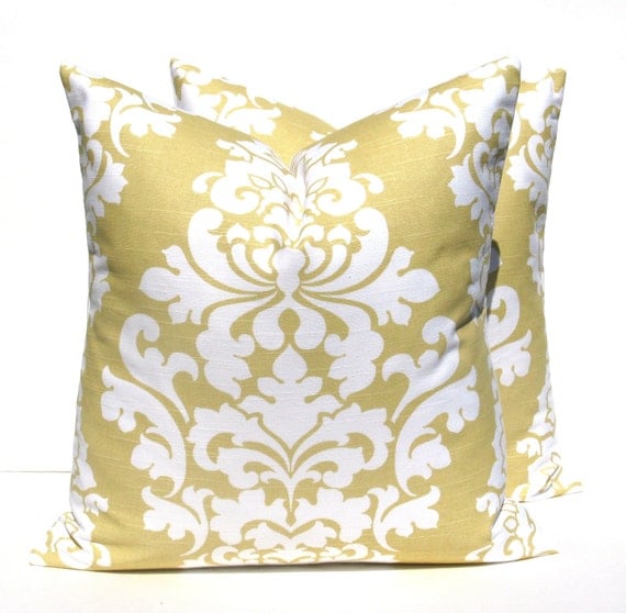 Yellow pillow Gold Pillow Pillows Decorative Pillow TWO 20x20
