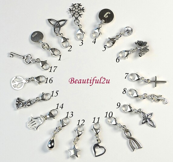 Sterling Silver Add On Clip On Charm Bracelet Charm Anklet