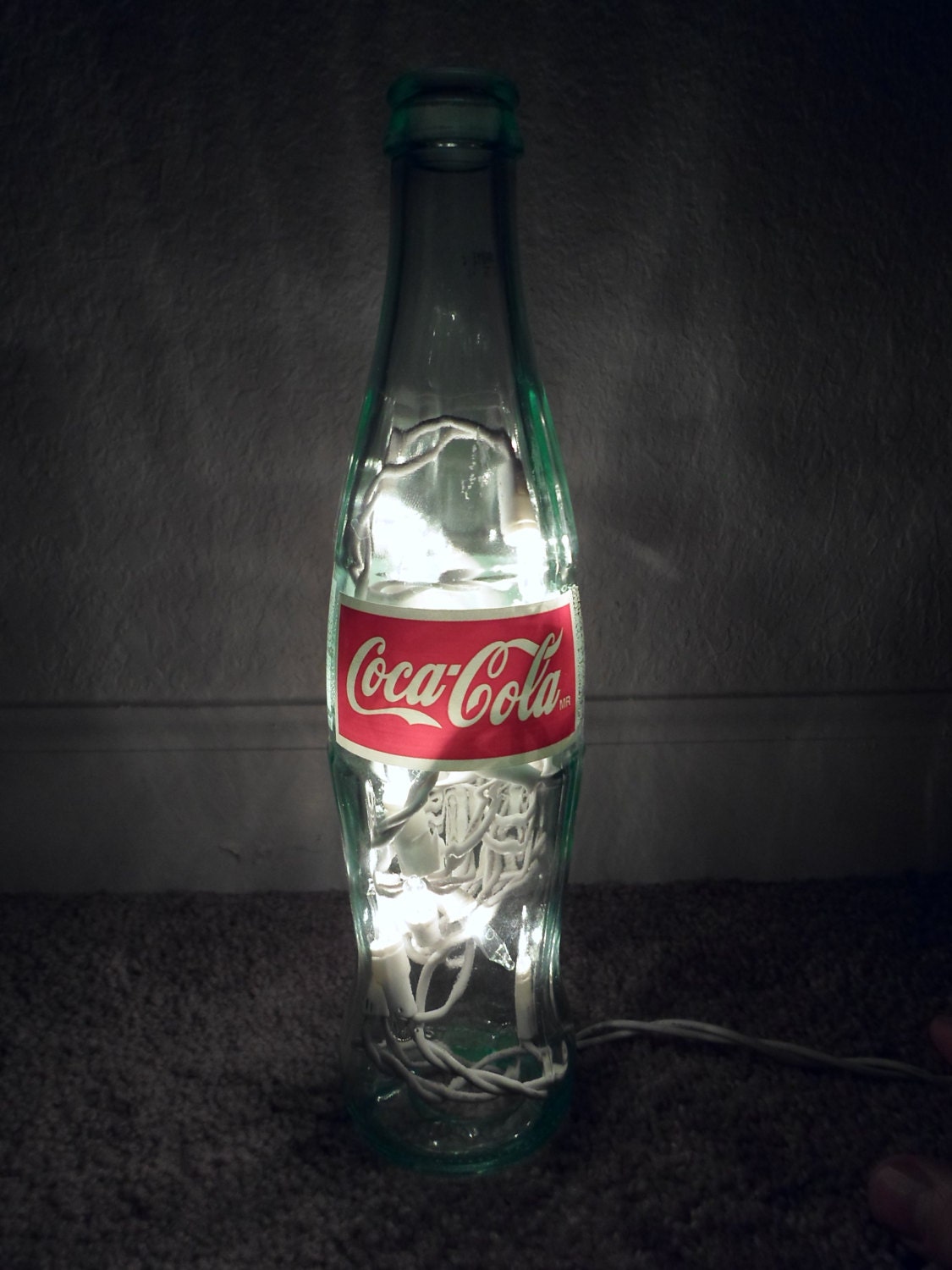 Lighted CocaCola Bottle Glass Decorative by SchulersGlassDecor
