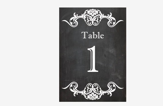 printable Chalkboard Table Numbers digital chalk board wedding