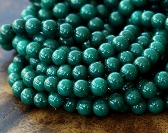 Mountain Jade Beads, Dark Hunter Green, 4mm Round - 16 Inch Strand - eMJR-G13-4