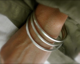 Set of 3 Sterling silver square bangle bracelets