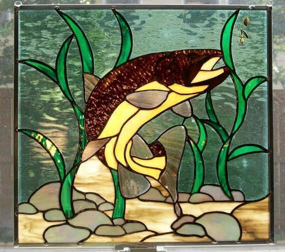 Stained Glass Brown Trout Panel