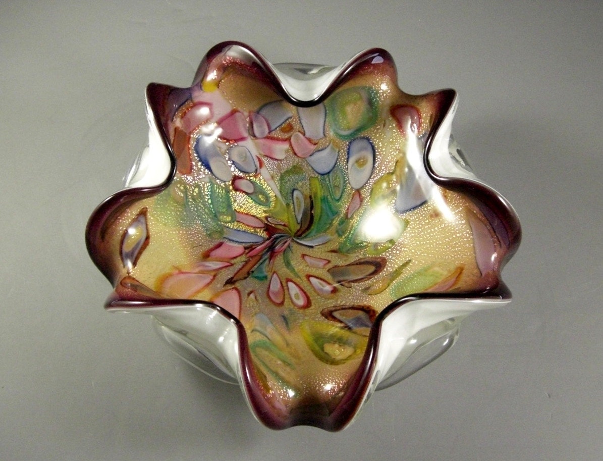 LARGE Murano Italian Glass Bowl with by Successionary