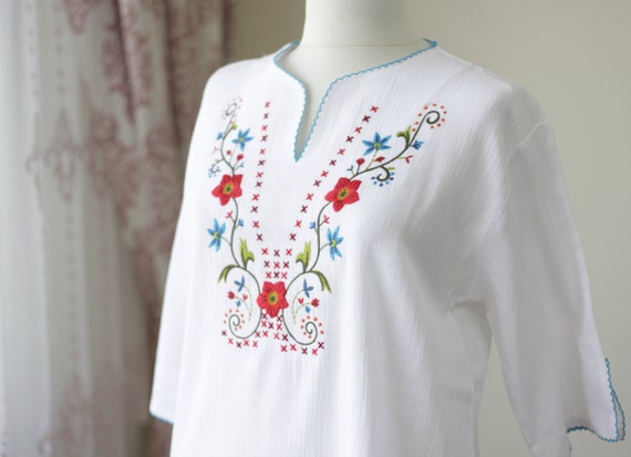 White cotton blouse for women Cotton shirt Boho by soStyle on Etsy