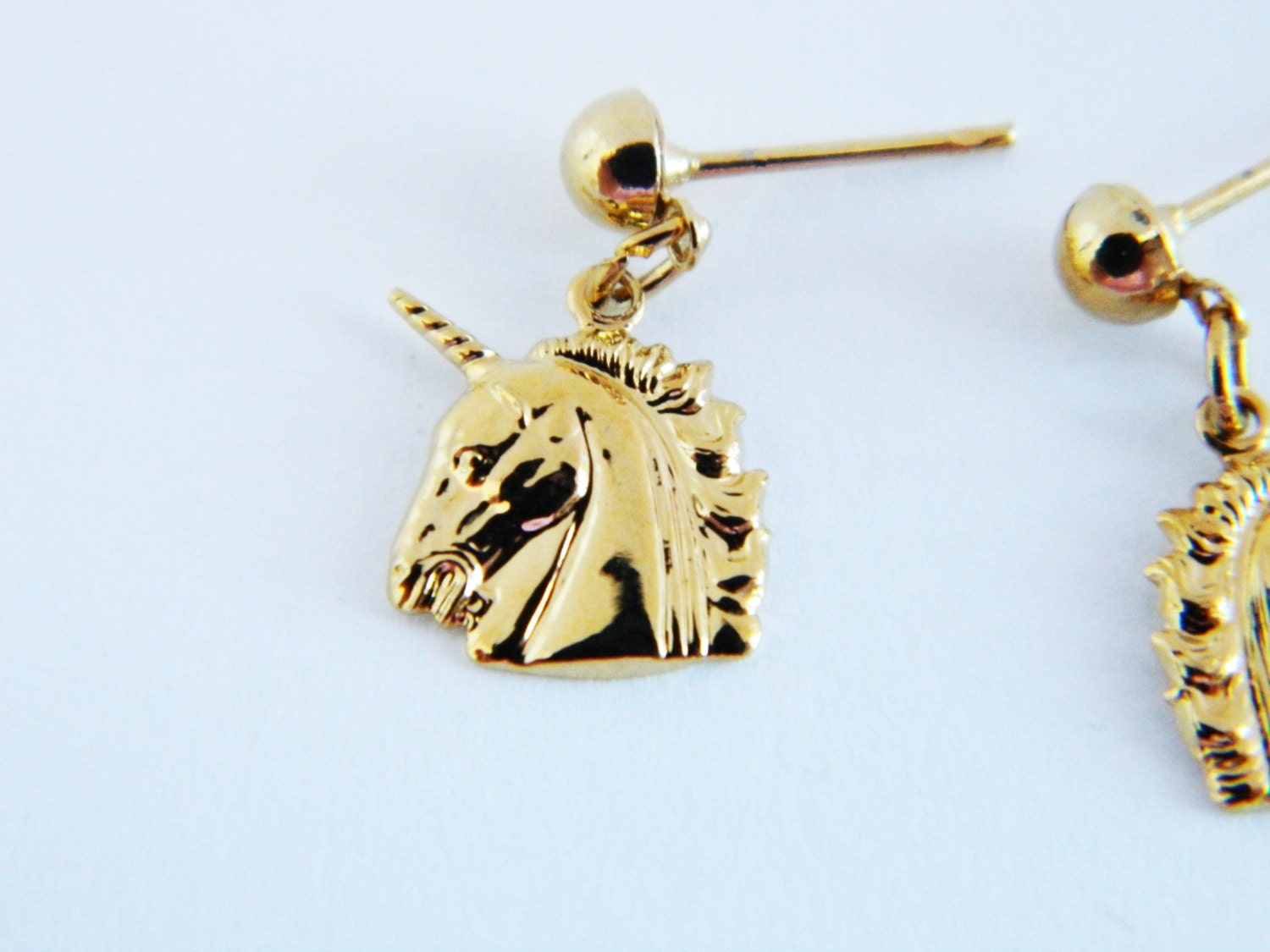 Vintage Gold Unicorn Earrings