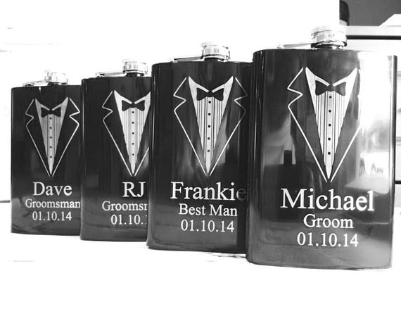 Groomsman Gifts/SET OF THREE Engraved Flasks/Personalized