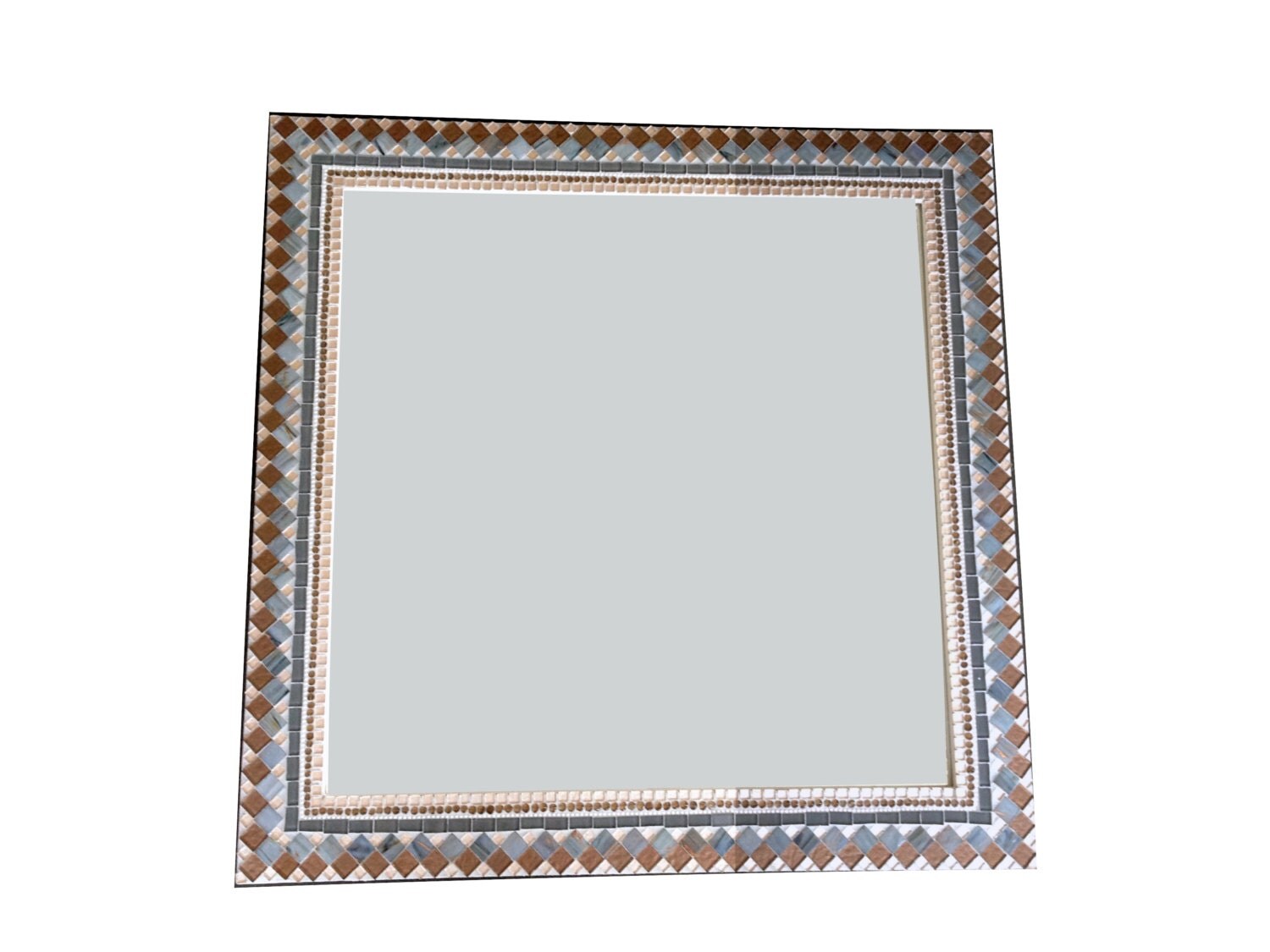 Brown and Gray Mosaic Wall Mirror // Geometric Home Decor