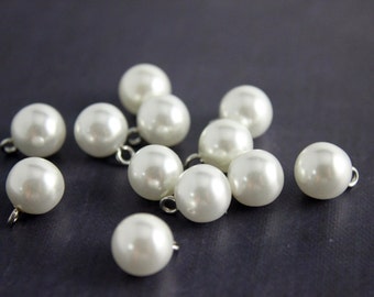 12 mm Full Round Pearl Bridal Buttons shank 1/2" L20 | 1 dozen