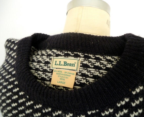 LL Bean Norwegian Fisherman's Sweater / vintage navy blue