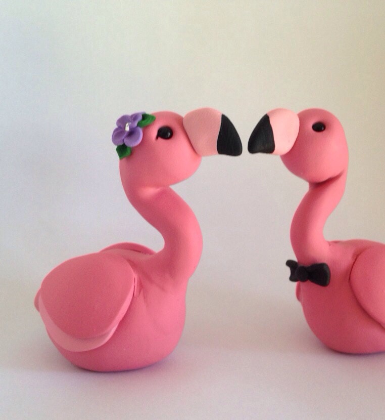 Flamingo Wedding Cake Topper Handmade