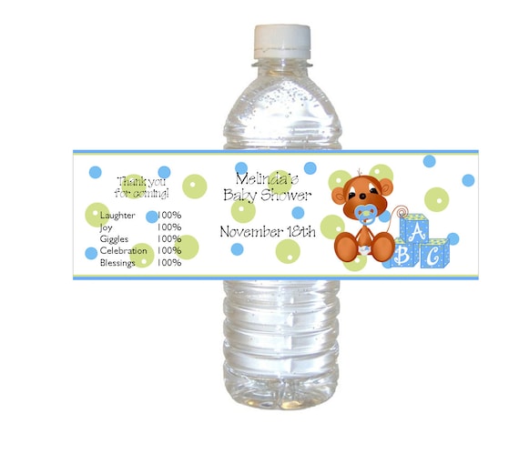 water labels waterproof for paper bottle Monkey  Bottle  baby Boy Labels Baby Water Personalized Waterproof