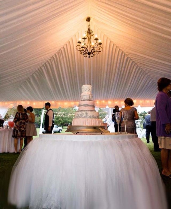 Sweets table, custom made tutu table skirt, tulle table skirt, wedding cake table Il_570xn