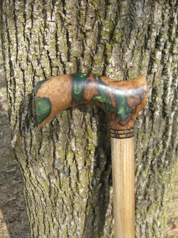 White Teak Burl Exotic Wood Walking Cane Wooden Cane by gammamike