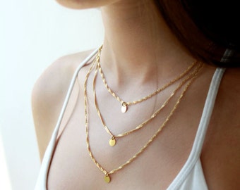 Multi layered gold chain necklace / trio gold layered necklace / layering jewelry / birthday gift