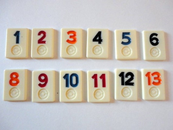 Items similar to Vintage RUMMIKUB Tile Set of 12 Game piece Art Mixed ...