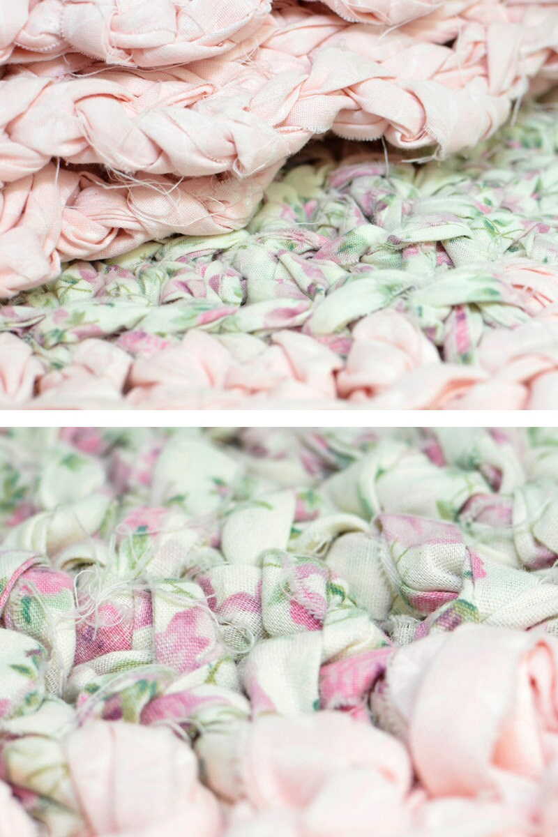 shabby chic rag rug floral rose fabric scalloped pale pink shabby chic rag rug floral rose fabric scalloped pale pink